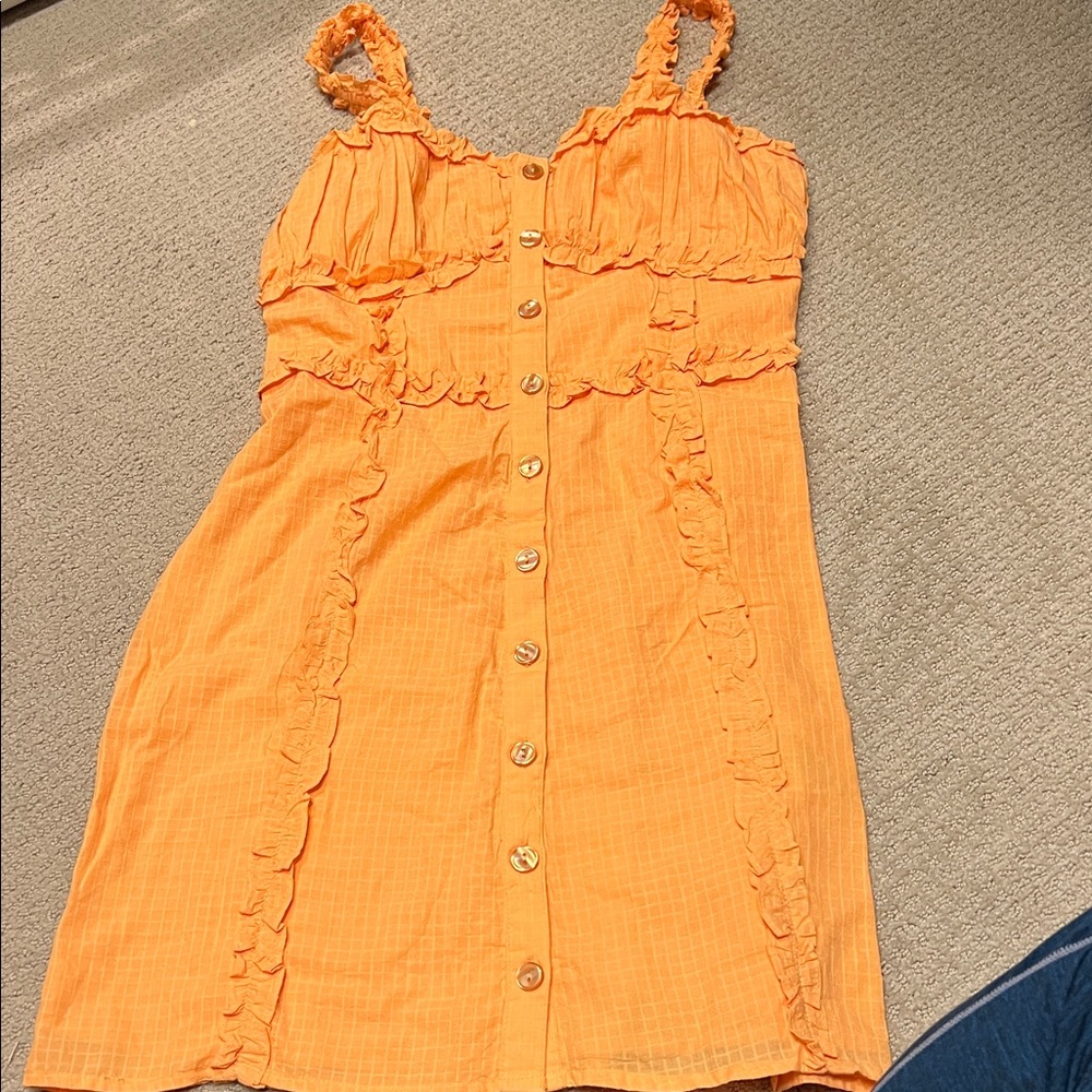 Orange Ruffled Kids Dress